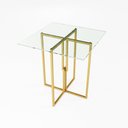 Ver imagem 1 de Mesa Quadrada Industrial 70cm Dourada Tampo Vidro Temperado Don Castro Decor Industrial Premium