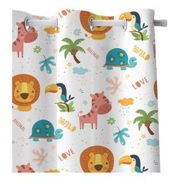 Cortina Infantil Animais Safari 3 Tecido Premium 2,60x1,50m - 3
