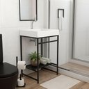 Ver imagem 2 de Gabinete Banheiro Ferro Iron Black 60x45cm Cuba Rennes Branco Fosco