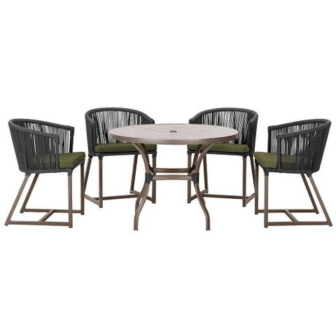 Mesa com 4 Cadeiras e Noronha Estofado 13 Trama Original Preto