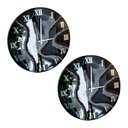 Ver imagem 1 de Kit 2 Relógios de Parede Grande 60cm Luxo - Fundo Preto com Prata Premium