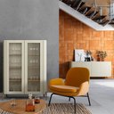 Ver imagem 5 de Cristaleira com 2 Portas 98,5cm Vidro Canelado Pés em Metal Cor:louro e Luna com Dourado