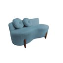 Ver imagem 3 de Namoradeira Sofá Feijão Lounge 120cm Orgânica Linho Azul