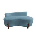 Ver imagem 4 de Namoradeira Sofá Feijão Lounge 120cm Orgânica Linho Azul