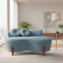 Ver imagem 1 de Namoradeira Sofá Feijão Lounge 120cm Orgânica Linho Azul
