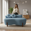 Ver imagem 2 de Namoradeira Sofá Feijão Lounge 120cm Orgânica Linho Azul