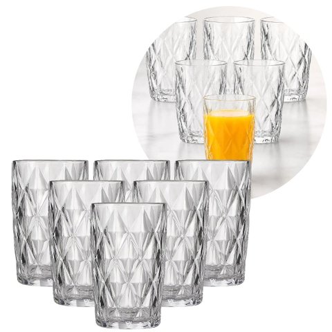 Conjunto 6 Copos Diamond Vidro Premium 400ml - Quality Glass