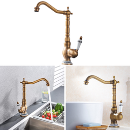 Torneira Monocomando Bronze Alta Bronze Gourmet Cozinha e Banheiro Estilo Vintage Giratória - 6