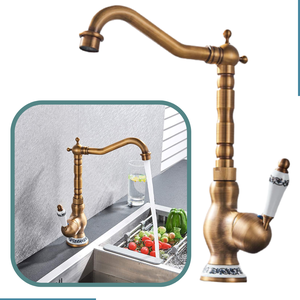 Torneira Monocomando Bronze Alta Bronze Gourmet Cozinha e Banheiro Estilo Vintage Giratória