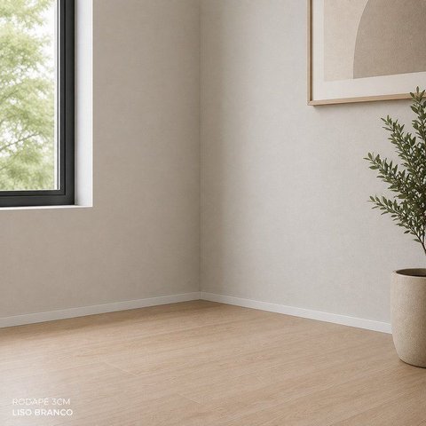 Rodapé de Poliestireno Liso 3cm x 2,4m Rende 2,4 Metros