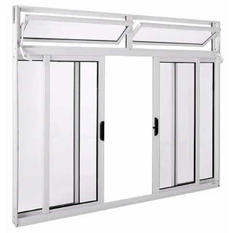 Janela de Correr Alumínio Branco 04f com Basculante Classic