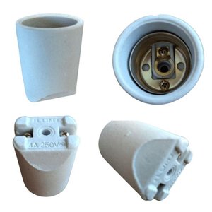 Kit 15 Soquetes de Porcelana Reto para Lâmpada Base E27