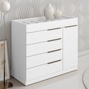 Ver imagem 2 de Cômoda Sevilha 1 Porta e 5 Gavetas com Porta Joias Branco - Aramóveis