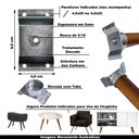 Ver imagem 2 de Kit 6 Chapinhas Chapa Elevada com Tubo Fixação Pés Palito Rosca 5/16 Zincada