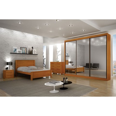 Dormitório Casal 5PÇS 3 Portas Espelhado Prime - Arbo Design