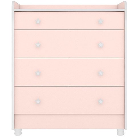 Cômoda com Trocador Infantil 4 Gavetas e Pés Doce Mel Rosa Acetinado