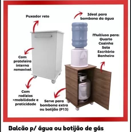 Balcão Bebedouro Suporte Galão ou Filtro de Agua com Rodas Branco - 5