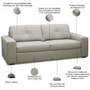 Ver imagem 4 de Sofá 3 Lugares para Sala de Estar Living 205cm Vienne L06 Couro Cinza Claro - Lyam Decor
