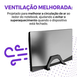 Suporte Vertical para Notebook de Mesa - Suporte Notebook Fechado Quarto/comércio/escritório -preto - 7
