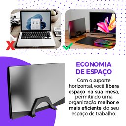 Suporte Vertical para Notebook de Mesa - Suporte Notebook Fechado Quarto/comércio/escritório -preto - 8