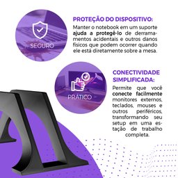 Suporte Vertical para Notebook de Mesa - Suporte Notebook Fechado Quarto/comércio/escritório -preto - 5