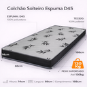 Ver imagem 2 de Colchão Solteiro Espuma D45 Liso 188x88x14cm Antialérgico