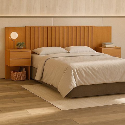 Painel de Cabeceira Extensível Sampa com Mesa Cabeceira Integrado ? Cinamomo