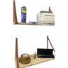 Kit 2 Prateleiras de Pinus 60cm Alça de Couro para Sala Cozinha Banheiro Quarto - Madeira Ecom - 4