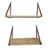 Kit 2 Prateleiras de Pinus 60cm Alça de Couro para Sala Cozinha Banheiro Quarto - Madeira Ecom - 1