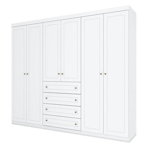 Berço Americano Flip Branco Acetinado Savana Reller e Guarda Roupa Casal Americano 6 Portas Branco