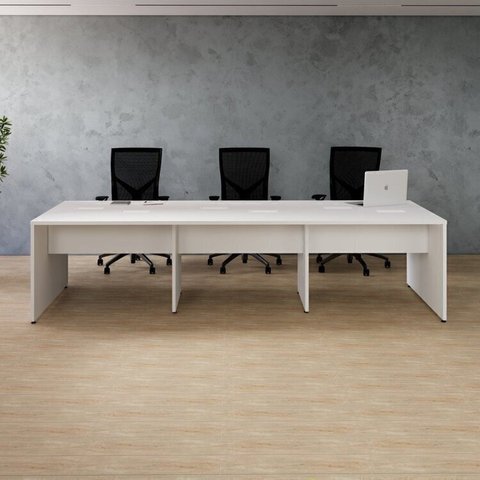 Conjunto Estação de Trabalho 6 Lugares 300x120cm Branco Yescasa