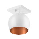 Ver imagem 1 de Lustre Plafon Bola 15 cm Quadrada Branco com Cobre