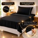 Ver imagem 4 de Jogo de Cama Quality Solteiro 3 Peças Micropercal 600 Fios Preto Casa Show Enxovais