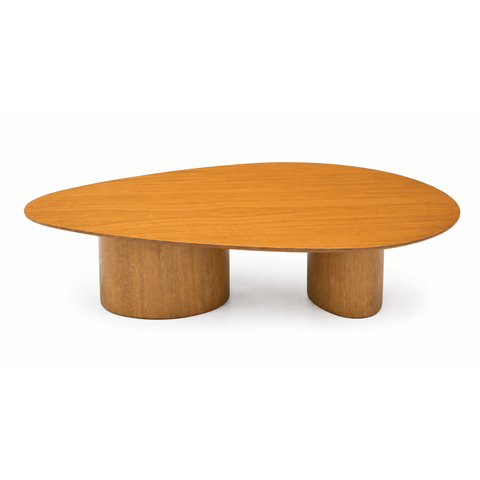 Mesa de Centro Orgânica Alta 118cm em MDF e Lâmina Natural de Tauari Scarlet Oona Design Mel