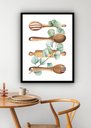Ver imagem 1 de Quadro Decorativo Talheres Folhas Cozinha - 70x50cm:moldura Branca