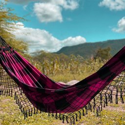 Rede de Descanso Confortável Lazer - Cor Rosa e Preto - 1