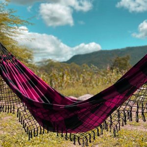Rede de Descanso Confortável Lazer - Cor Rosa e Preto