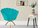 Ver imagem 4 de Kit 2 Poltronas Decorativa Pétala Base Giratória Madeira Suede Azul Tifany Ms Decor
