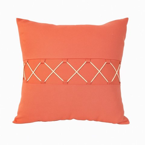 Cópia - Capa para Almofada Quadrada - Boho - em Algodão 100% - Detalhes em Macramê