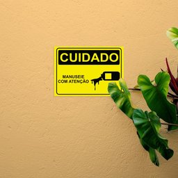 Placa de Sinalização Cuidado Manuseie com Atenção em Pvc - 4
