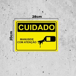 Placa de Sinalização Cuidado Manuseie com Atenção em Pvc - 3