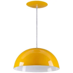 Pendente Meia Lua 34cm Luminária Alumínio Amarelo - T&T Iluminação - 1