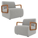 Ver imagem 1 de Poltrona Decorativa Orgânica para Sala Kit 2 Belarus K04 Veludo Cinza - Mpozenato
