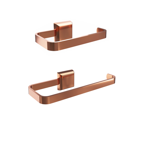 Kit Porta Papel Higiênico e Porta Toalha de Rosto Luxo Rose Gold