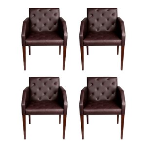 Kit 4 Poltronas Nina Costura Capitonê - Marrom