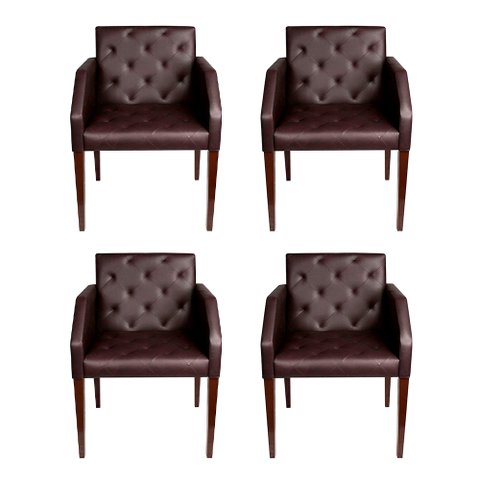 Kit 4 Poltronas Nina Costura Capitonê - Marrom