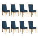 Ver imagem 1 de Kit 8 Cadeiras de Jantar Brisa Suede Azul Marinho Base de Madeira - Pallazio