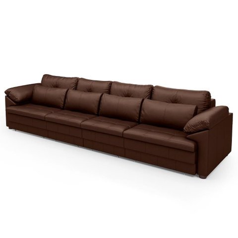 Sofá Retrátil 4 Lugares para Sala 379cm Dijon Couro Caramelo S07 - Mpozenato