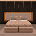 Ver imagem 1 de Painel para Cama Box Casal com LED Espanha Cinamomo/Off