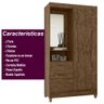 Guarda Roupa Capelinha Espelho Solteiro 2 Portas 2 Gavetas Castanho Wood Leme - Moval - 5